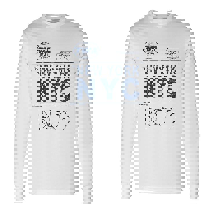 Nyc New York ヴィンテージ 航空会社タグ エアライナー フライングトラベル 長袖tシャツ 長袖Tシャツ