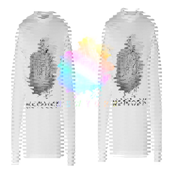 Nyc ニューヨークシティスカイライン 自由の女神 長袖Tシャツ