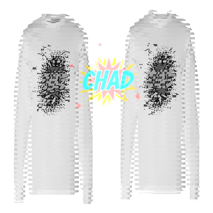 Personalized Name Comic Pop Art Superhero Chad Long Sleeve T-Shirt