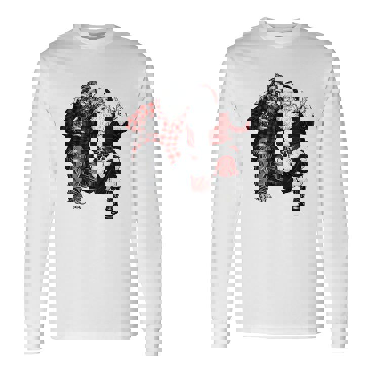 Santa And Bigfoot Rock Christmas Sasquatch Believe Long Sleeve T-Shirt