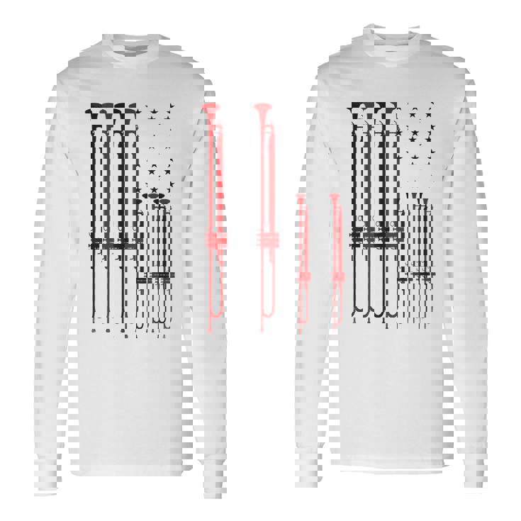 Trumpet Player American Flag Vintage Long Sleeve T-Shirt