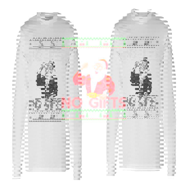 Weightlifting Workout Gym Santa Christmas Ugly Sweater Xmas Tri-Blend Long Sleeve T-Shirt