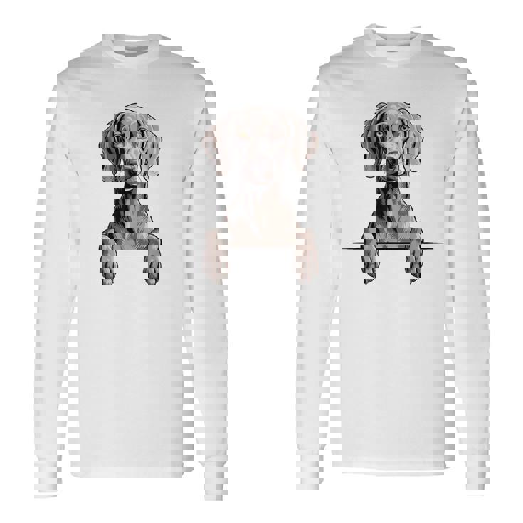 Weimaraner 面白い 覗き見ポケット 子犬 犬好き 長袖Tシャツ