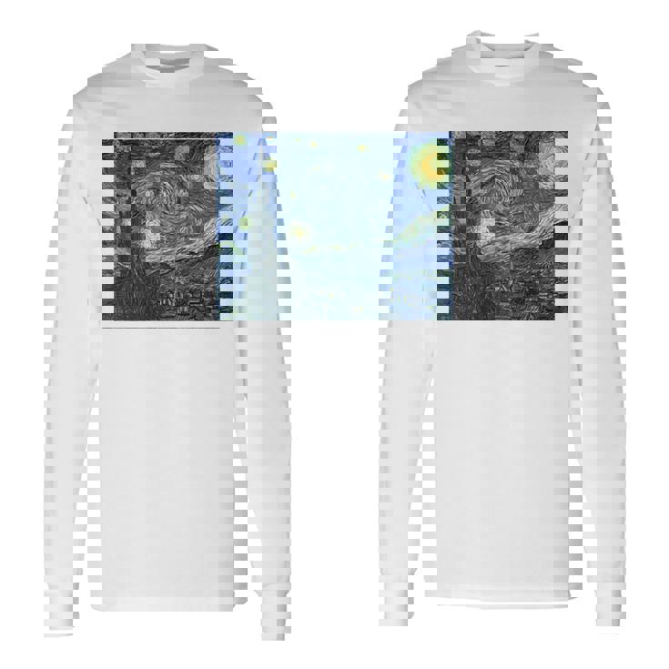 【バックプリント・背中側】ゴッホ／星月夜【世界の名画】高精細画質 フィンセント・ファン・ゴッホ 美術館アート 長袖Tシャツ