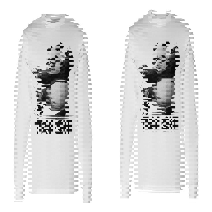 おもしろパンダ 動物 太極拳 格闘技 陰陽バランス 長袖Tシャツ