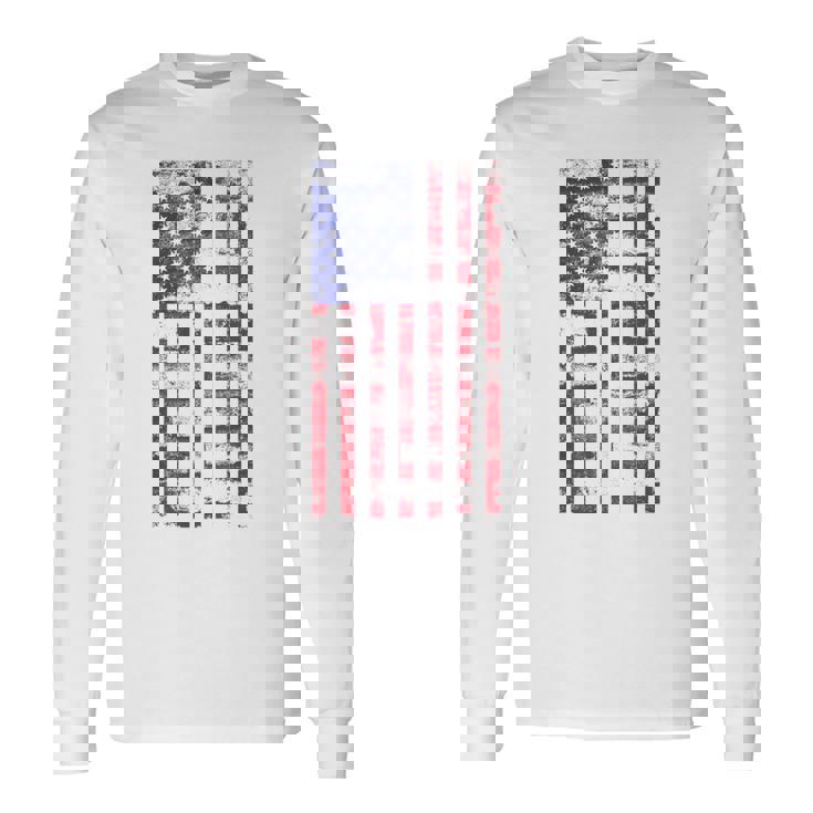 アメリカ国旗 メンズ レディース キッズ アメリカ国旗 愛国的なグランジ 長袖Tシャツ