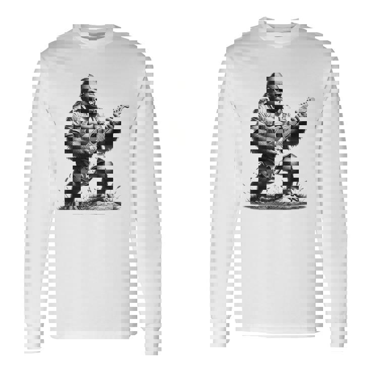 エレキギター ゴリラロックプレーヤー おもしろギフト グラフィック 長袖Tシャツ ギフトのアイデア
