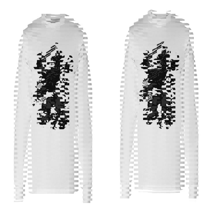 オランダ国旗 オランダプライド オランダルーツ ライオンコート 長袖Tシャツ