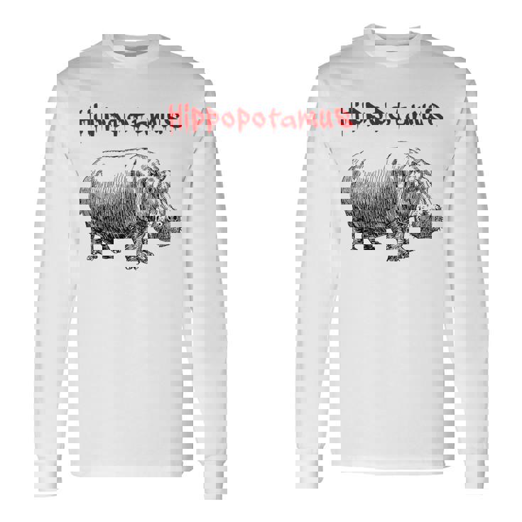 カバ ヴィンテージ シンプル ミニマリスト カバ グラフィック 長袖Tシャツ