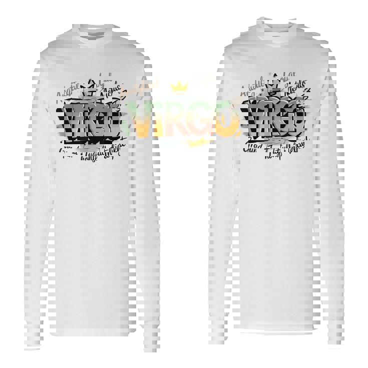 カラフルな乙女座の星座デザイン 長袖Tシャツ