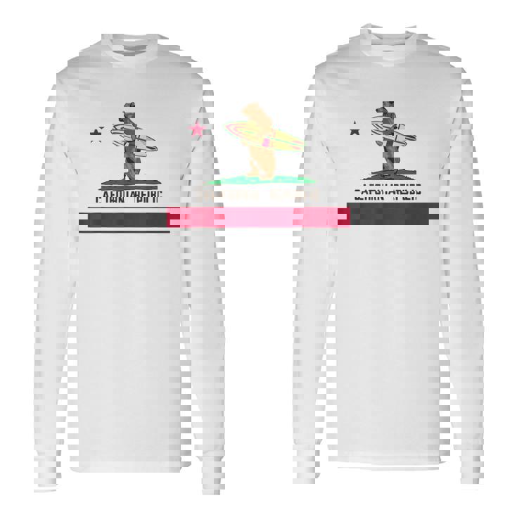 カリフォルニアシャツ、共和国旗カリフォルニアサーフィンベア 長袖Tシャツ