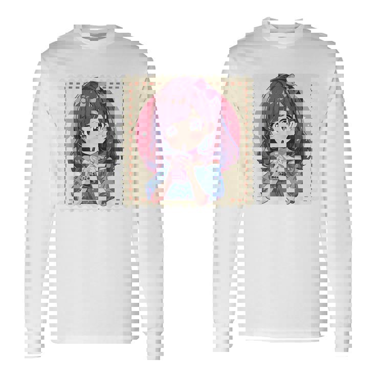カワイイアニメ ちびガール バブルティー ボバミルク オタク 長袖Tシャツ