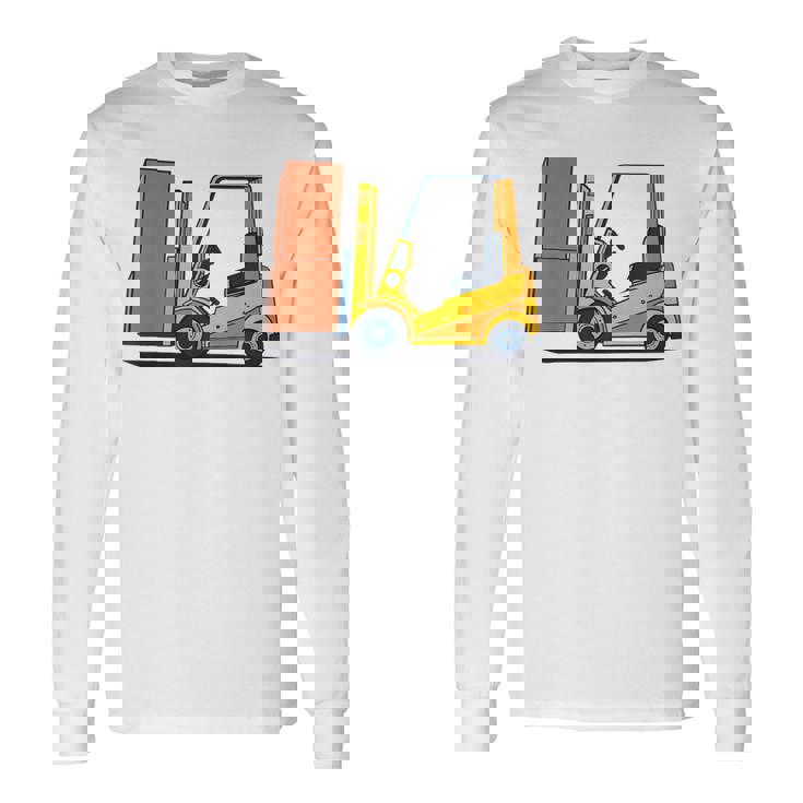 キッズ フォークリフト車両工事現場掘削機建設作業員 男の子 長袖Tシャツ