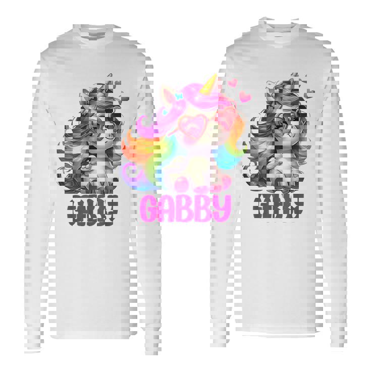 ギャビーユニコーン 名前入りデザイン 長袖Tシャツ ギフトのアイデア