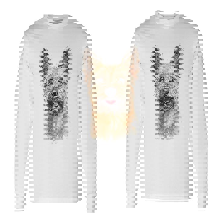 ケアンテリア 犬 グラフィック ペット アートワーク ケアンテリア 長袖Tシャツ