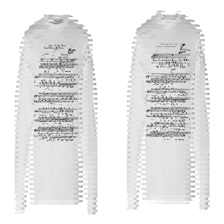 ショパン ピアノ ピアニスト 楽譜 B-Flat-Minor Musicians 長袖Tシャツ