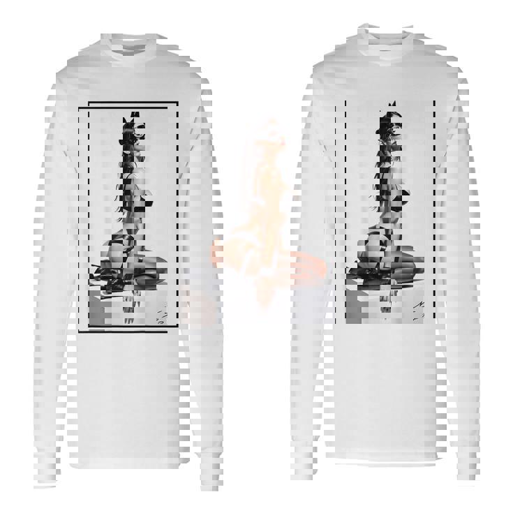 セクシーガールグラフィックtシャツ バッドキティ ピンナップ バックプリント 長袖Tシャツ