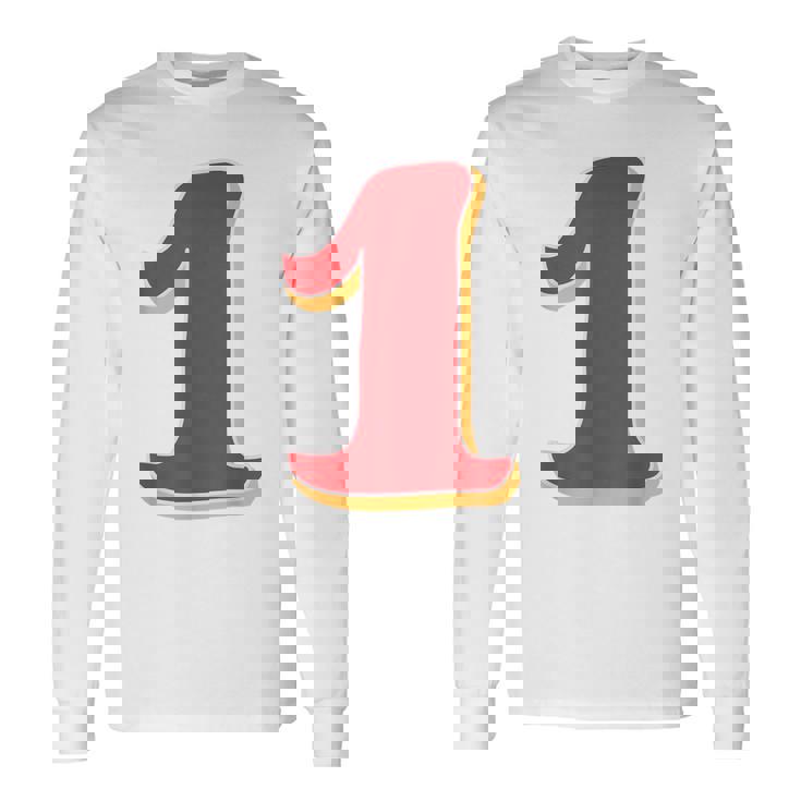 タイポグラフィ 第1番 数字 1 長袖Tシャツ