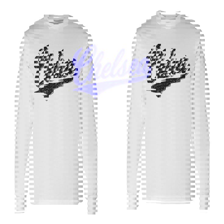 チェルシー ロンドン イングランド バーシティ スクリプト クラシック スポーツ ジャージ 長袖Tシャツ ギフトのアイデア