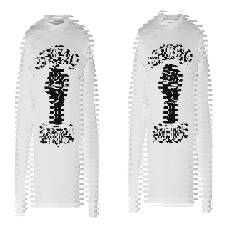 チカーノパワー メキシコ メキシコ ラティーナ ラテンクス ラザノ ラ ミグラ 長袖Tシャツ