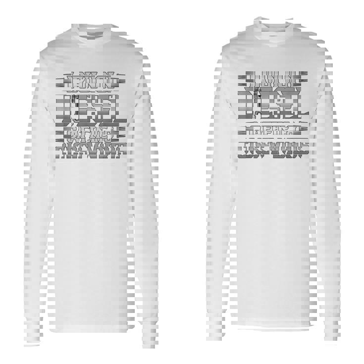 ディーゼルカフェインで走るトラック運転手 長袖Tシャツ