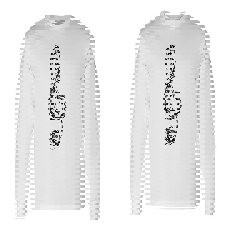 ト音記号 音楽記号 描画スケッチ 長袖Tシャツ