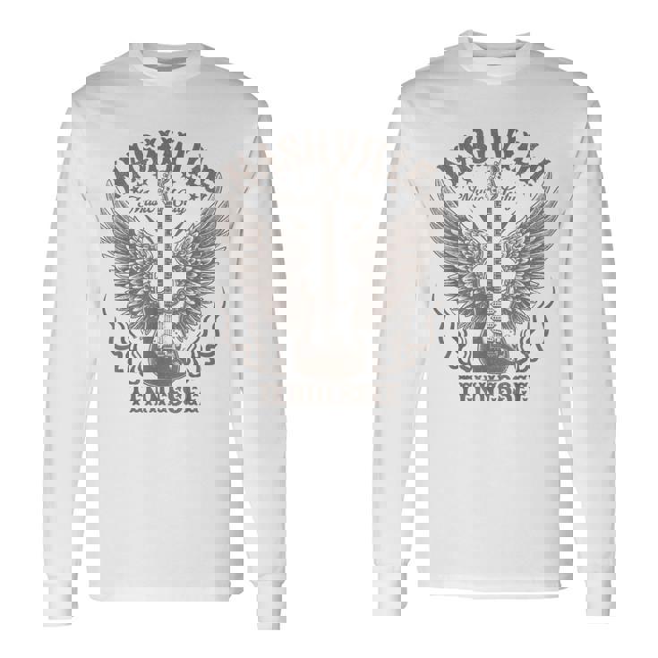 ナッシュビル テネシー ギター カントリーミュージック シティ レディース メンズ キッズ 長袖Tシャツ