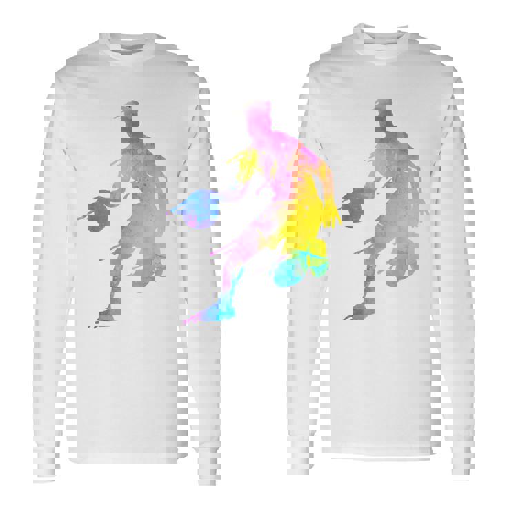 バスケットボール カラフル スプラッター ティーン ガールズ バスケットボール コーチ 長袖Tシャツ