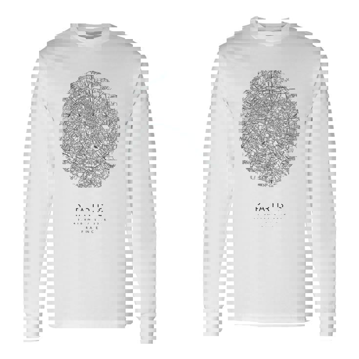 パリ フランス コーディネート 地図 故郷 長袖Tシャツ