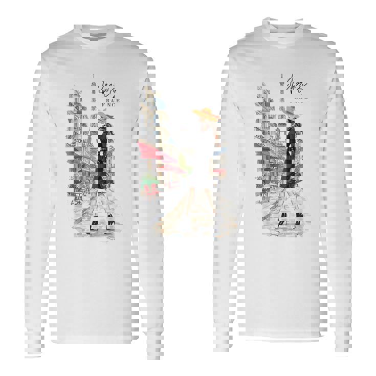 パリジャン エレガンス エッフェル塔 ファッション アート パリ フランス 長袖Tシャツ