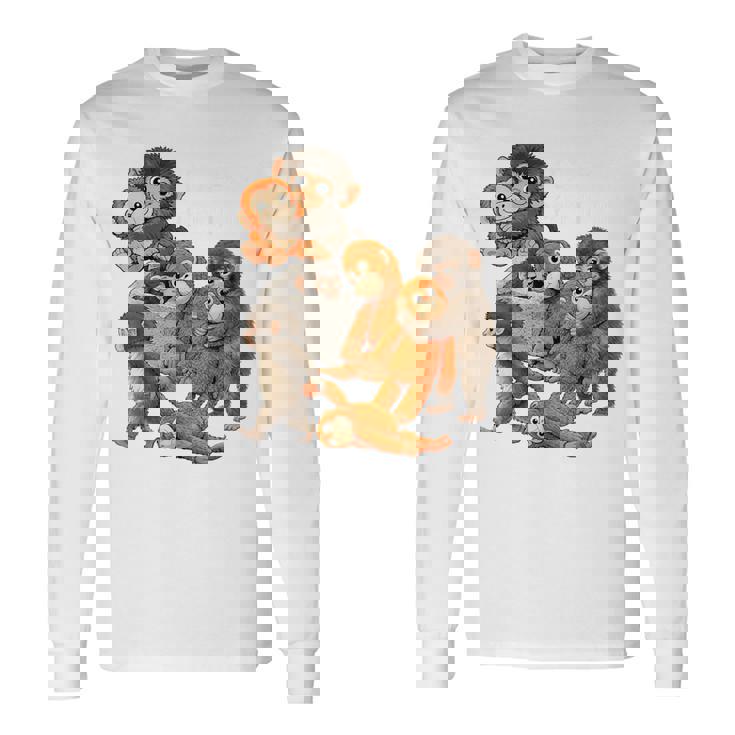 パンチ君 かわいい ポーズ 捨てられた ニホンザル モンキー パンチ 長袖Tシャツ