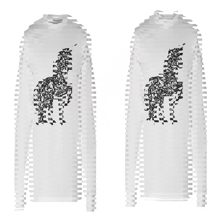 ファンタジーレインボーユニコーンホースファンunicornloverユニコーン 長袖Tシャツ ギフトのアイデア