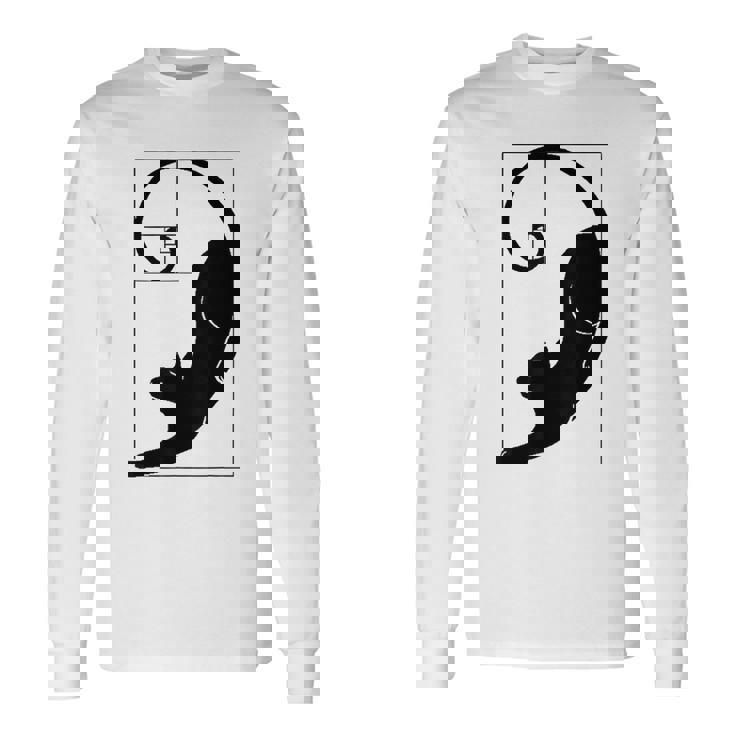 フィボナッチキャット 黄金比プリント 長袖Tシャツ