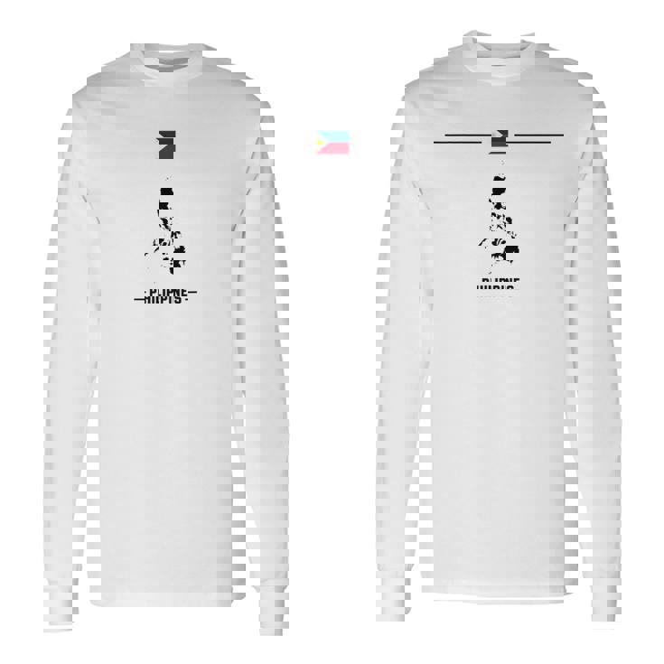 フィリピンの国旗、地図と国の名前 フィリピン 長袖Tシャツ