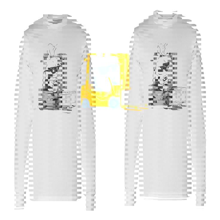 フォークリフト オペレーター フォークリフト ドライバー 物流 うさぎ イースター 長袖Tシャツ