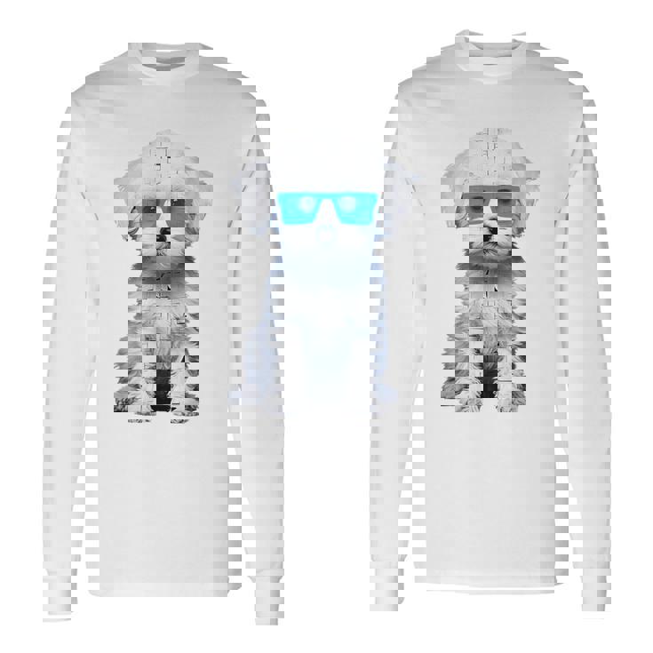 プードル 犬 幾何学的 キュート サングラス アニマル アート プードル 長袖Tシャツ ギフトのアイデア