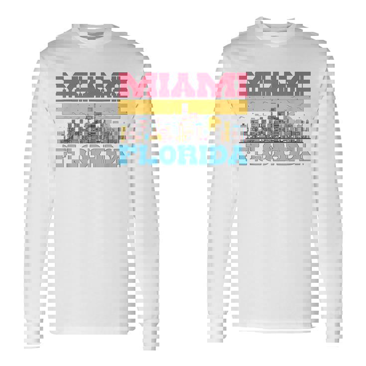 マイアミ フロリダ州 都市景観 お土産 モダン マイアミスカイライン 長袖Tシャツ