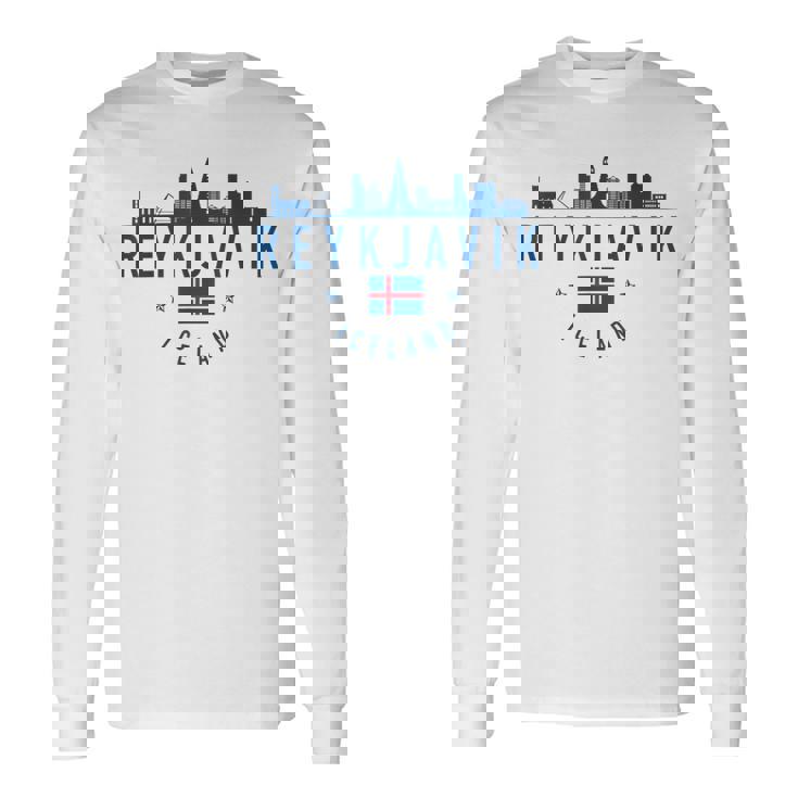 レイキャビク アイスランド アイスランド国旗 スカイライン プライド お土産 長袖Tシャツ