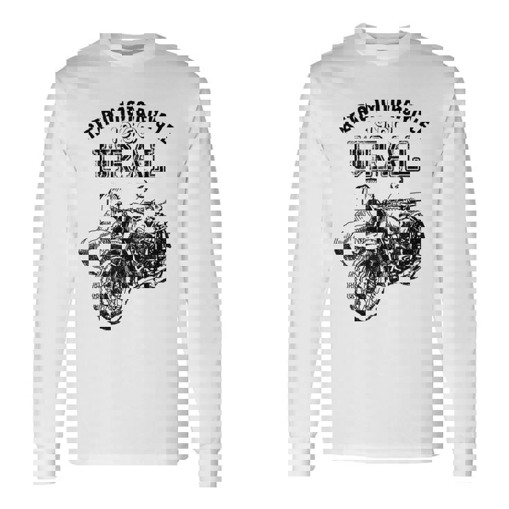 レトロモーターサイクルウラルtシャツ-ヴィンテージサイドカーモーターバイク 長袖Tシャツ