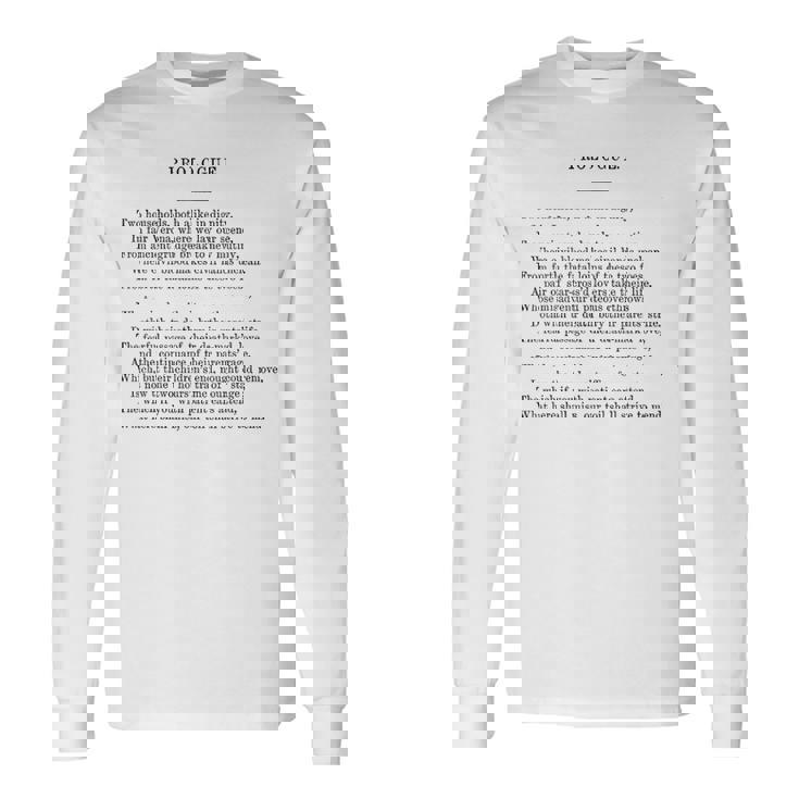 ロミオとジュリエットのプロローグ ウィリアム・シェイクスピア 長袖Tシャツ ギフトのアイデア