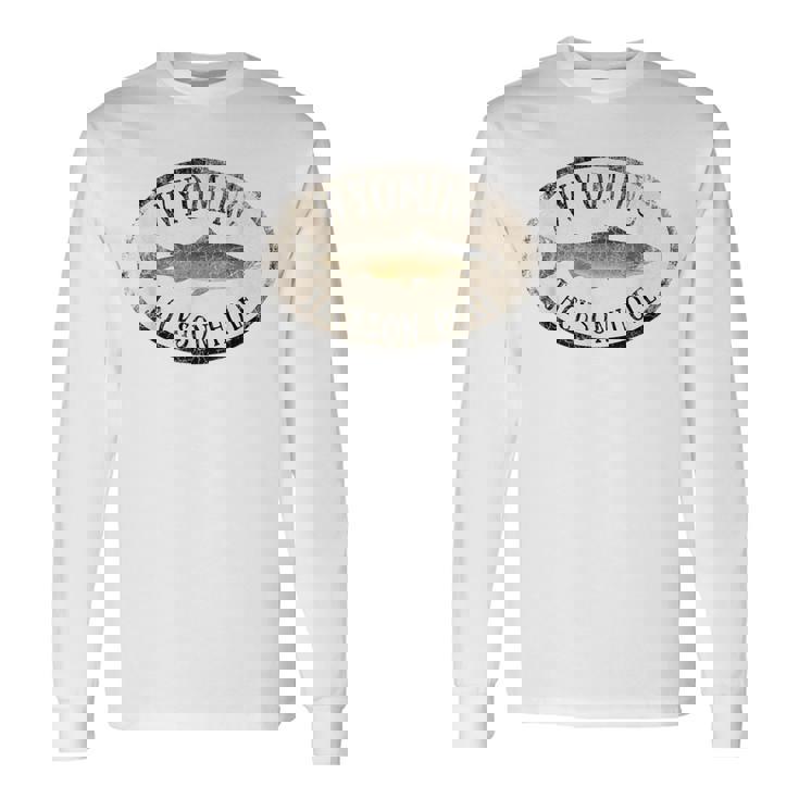 ワイオミング ジャクソン ホール トラウト 魚 フライフィッシング ビンテージ 長袖Tシャツ