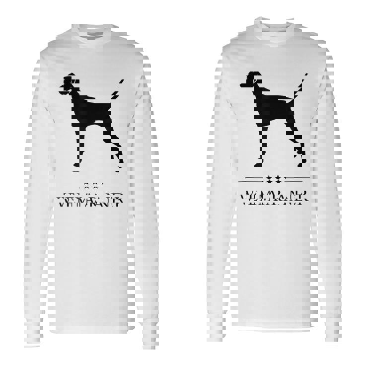 ワイマラナー ブラック シルエット 長袖Tシャツ ギフトのアイデア