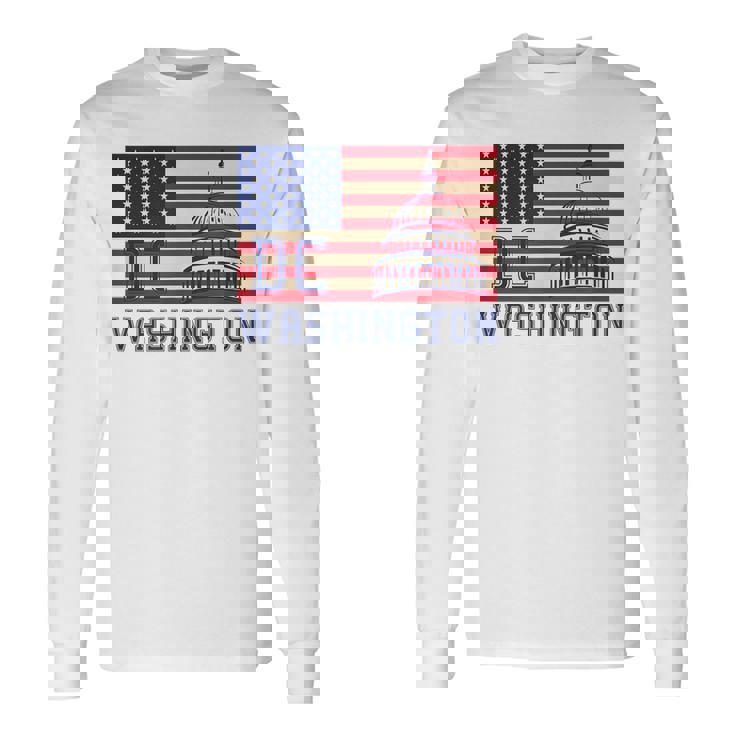 ワシントンdc アメリカ国旗tシャツ 長袖Tシャツ