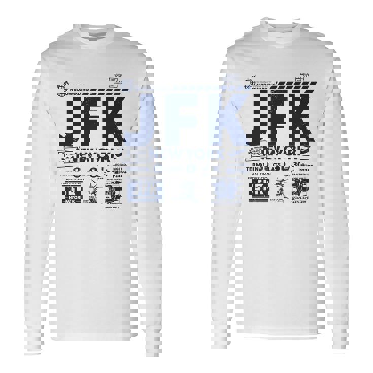 ヴィンテージ ニューヨーク Jfk 空港コード トラベルデイ レトロ Nyc 長袖tシャツ 長袖Tシャツ