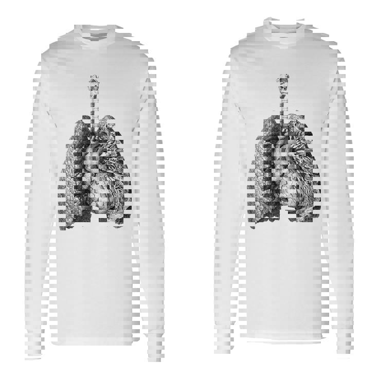 人間の心臓の肺 ビンテージ医療解剖学 解剖学的肺 長袖Tシャツ