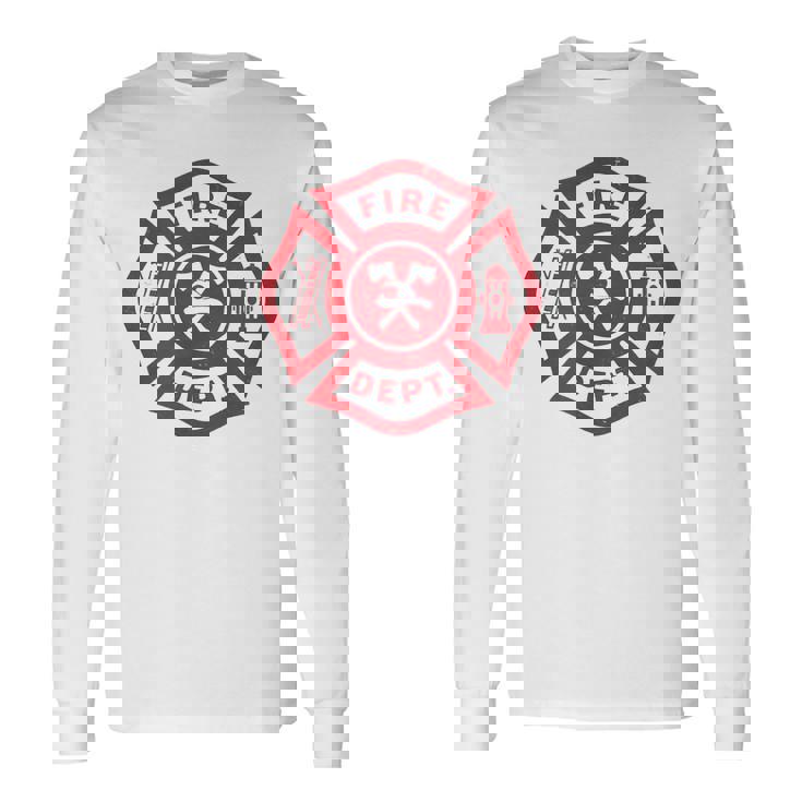 伝統的な消防署救助隊員エンブレムアート。 長袖Tシャツ