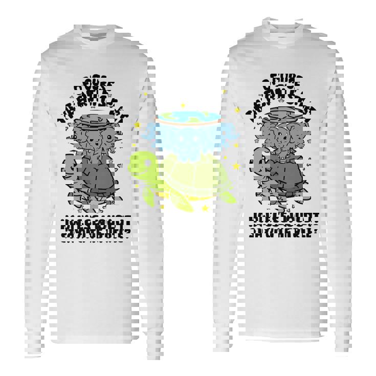 平らな地球協会 面白い陰謀論 亀の象 長袖tシャツ 長袖Tシャツ