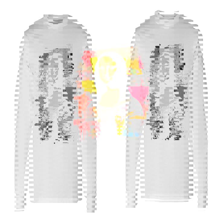抽象グラフィティ モナリザ バックプリント 長袖Tシャツ