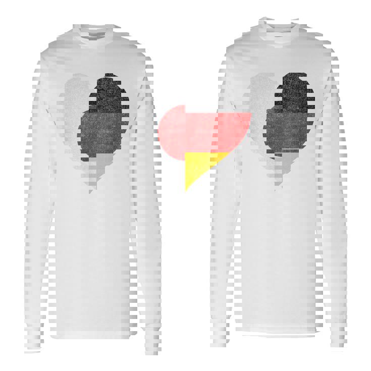 日本 ドイツ 国旗 ハート サッカー 長袖Tシャツ