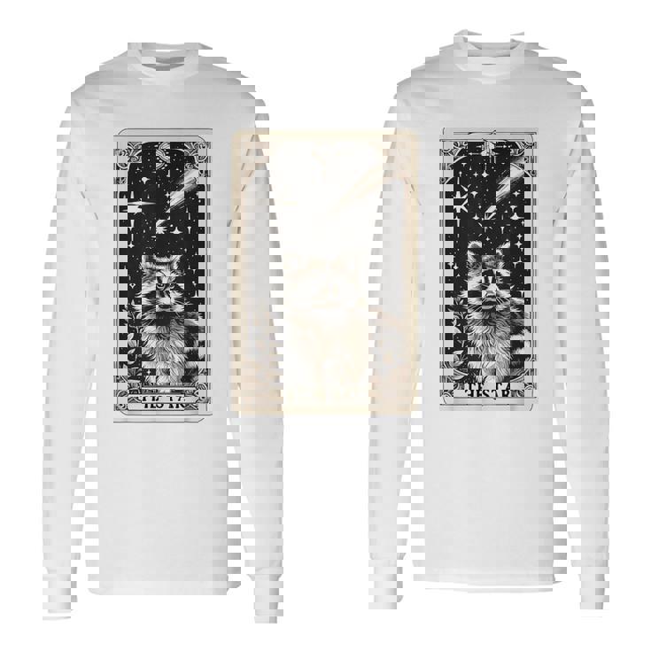 星のタロットカード アライグマ 占星術 神秘的なアライグマ 長袖Tシャツ